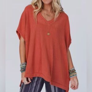 Rust off-shoulder slouchy top